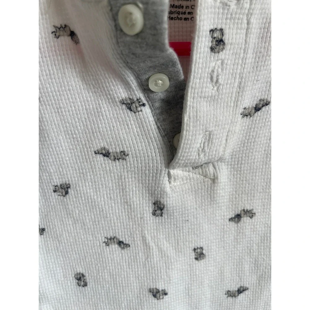 Carters Baby Boys White Waffle Knit Henley Bodysuit Squirrel Print 9M